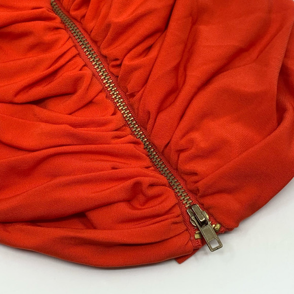 NWT Calvin Klein Ruched Zippered Sleeveless Knit Top Fire Orange/Red Small - Picture 7 of 10